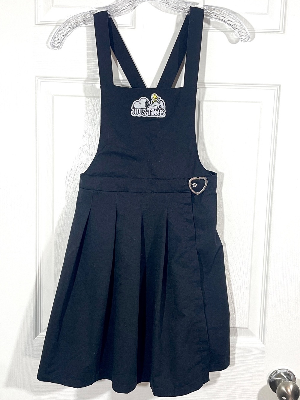 Justice Snoopy Woodstock Black Jumper Dress Girls L 12/14 Pleated Pinafore Y2K